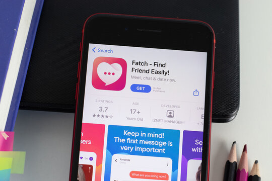 New York, USA - 1 June 2021: Fatch mobile app logo on phone screen, close-up icon, Illustrative Editorial.