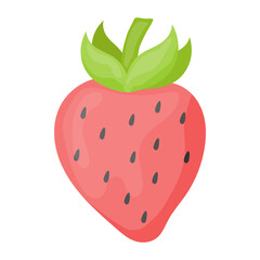 Strawberry Fruit Concept, Organic strawberries Vector Icon Design, Summer Spring activities Symbol, Hot Weather Sign, Warmest Season Elements Stock illustration