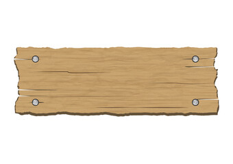 Retro vintage brown wooden plank cracked sign board vector illustration