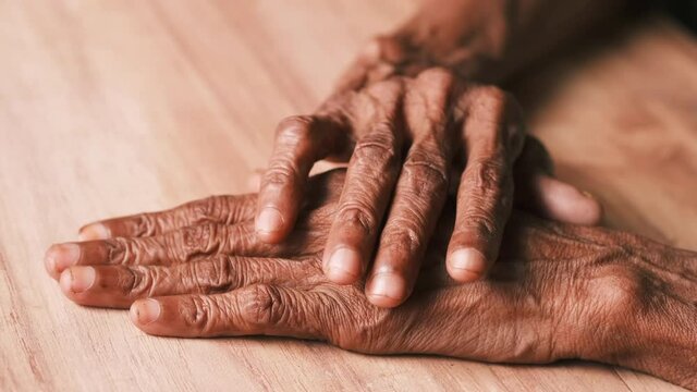 close up of hands of a elderly person 