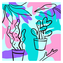 flower plant from vector to fabric pattern. Poster print for minimalist wall decoration. Card design vector background.