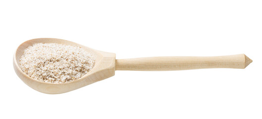 psyllium husk in wooden spoon isolated on white