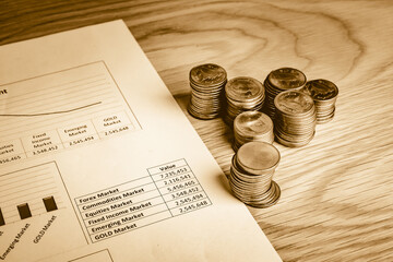 Gold coins stacks is representing riches and wealth management. Coin stack growing and find out the...