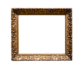 old decorated wide bronze picture frame isolated