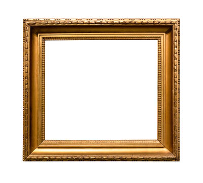 old wide classic golden picture frame isolated