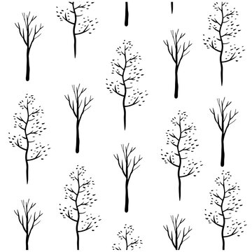 pine and cherry blossom plants from vector to fabric pattern. Poster print for minimalist wall decoration. Card design vector background.