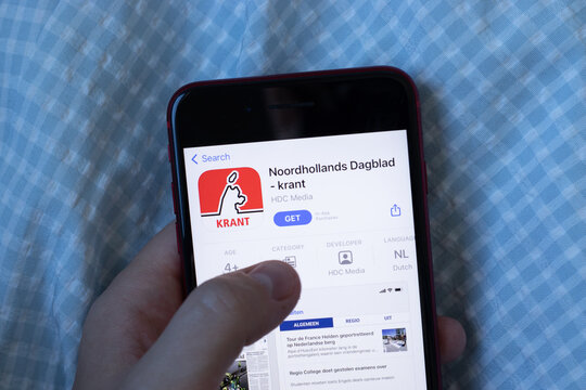 New York, USA - 1 June 2021: Noordhollands Dagblad - krant mobile app logo on phone screen, close-up icon, Illustrative Editorial.