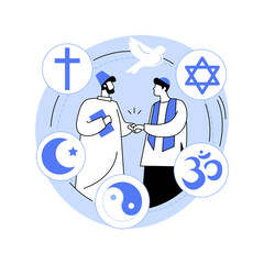 Interreligious dialogue abstract concept vector illustration.