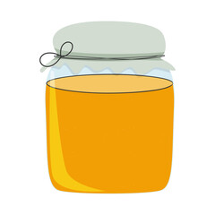 Cartoon honey jar on white background. Vector illustration.