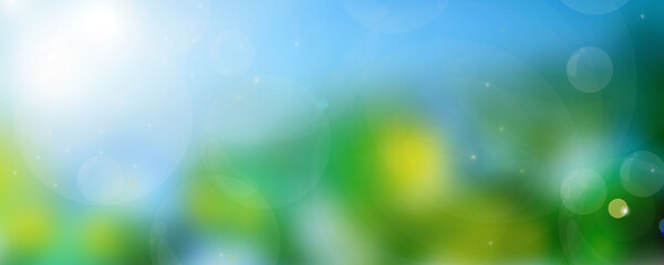 Earth environment concept, bokeh background, abstract blue grass, blue sky, flower garden,gradient,...