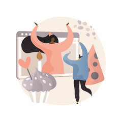 Online birthday party abstract concept vector illustration.