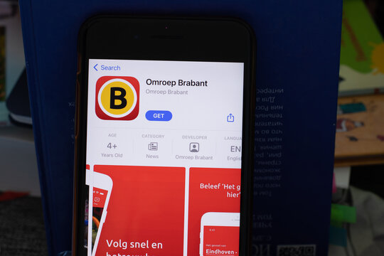 New York, USA - 1 June 2021: Omroep Brabant mobile app logo on phone screen, close-up icon, Illustrative Editorial.