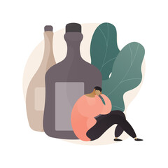 Drinking alcohol abstract concept vector illustration.