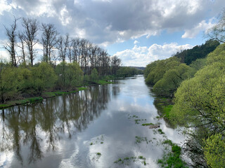 Fototapeta na wymiar Russia, Kaluga region, Protva river near Borovsk city in May