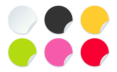 Blank colorful stickers. Realistic sticker template. Vector mockup isolated