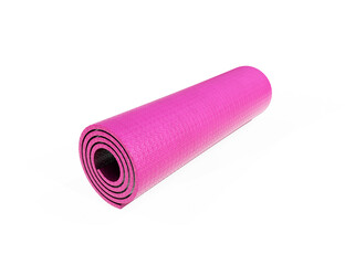 3d rendering of a half rolled yoga mat isolated on white background. Fitness and health. Exercise equipment. Yoga and pilates.