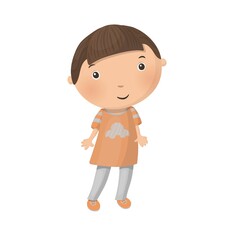 Cute little cartoon boy isolated on white background. Vector illustration.