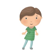 Cute little cartoon boy isolated on white background. Vector illustration.