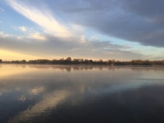 sunset over the river