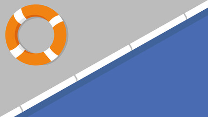 
Illustration of a lifeguard float on the edge of a swimming pool to aid swimmers in the event of drowning. With copy space.