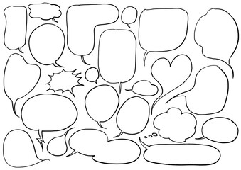 comic speech bubbles in doodle style isolated on white background
