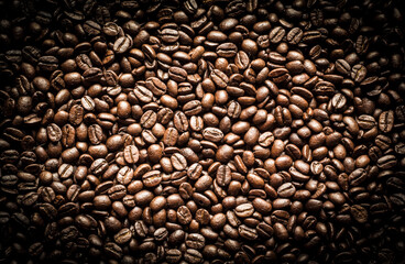 Obraz premium Roasted Coffee Beans background texture. 