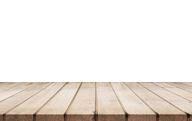 wooden table and floor on white background.