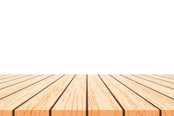wooden table and floor on white background.