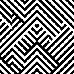Seamless pattern with black white striped lines