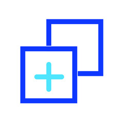 Fototapeta premium Two-color thin line plus button vector icon illustration on a white background. Royalty-free and fully editable.