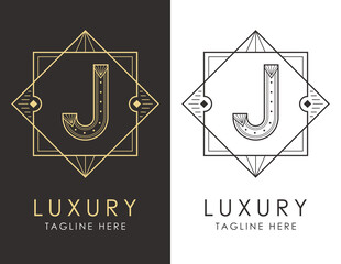 Art deco letter J logo in two color variations