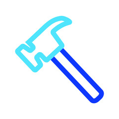 Two-color thin line hammer vector icon illustration on a white background.  Royalty-free and fully editable.