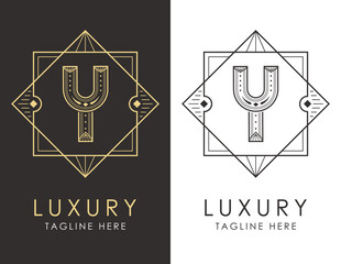 Art deco letter Y logo in two color variations