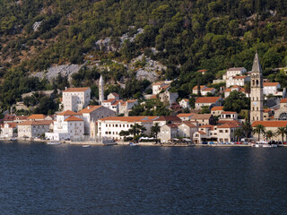 Sea view of the small Adriatic town of Perast, Montenegro - 438468640