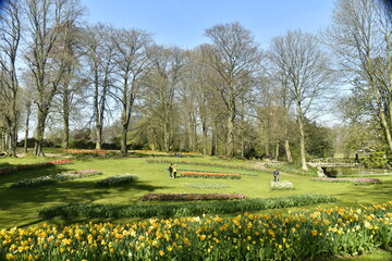 Le parc du château de Grand-Bigard avec ses parterres de tulipes