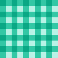Green square checkered seamless pattern on green background, for gingham and wrapping paper.
