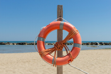 life buoy on the beach in Italy