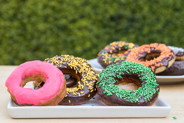A variety of delicious homemade donuts 