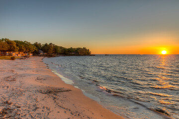 Sunset Lake Huron Michigan