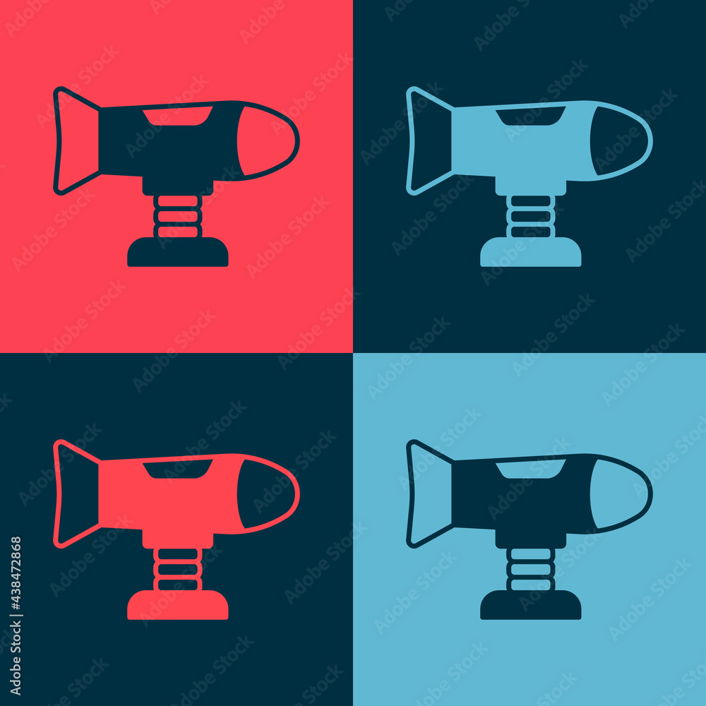 Aufkleber pop art swing plane on the playground icon isolated on color background. childrens carousel with pla