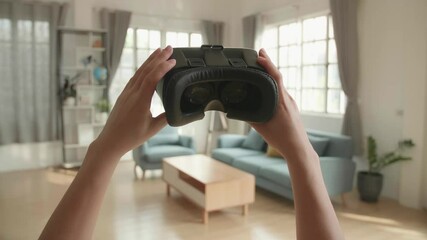 Putting On Virtual Reality Headset
 - Powered by Adobe