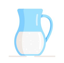 Vector illustration of an isolated pitcher of milk on a white background. a nutrient fluid produced by the mammary glands of female mammals during lactation. 