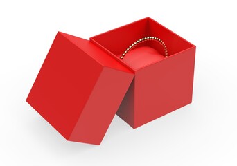 Velvet Pillow Solid Elegant Bracelet Paper Gift Jewelry Packaging Box, 3d render illustration.