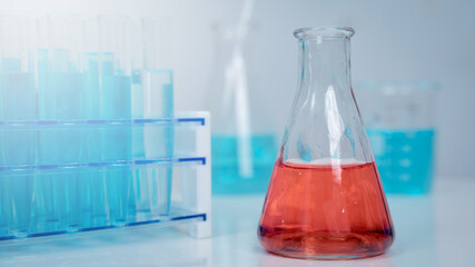 vials and test tubes in the vaccine research lab