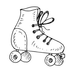 Roller Skates. Vector linear illustration. Sketch.