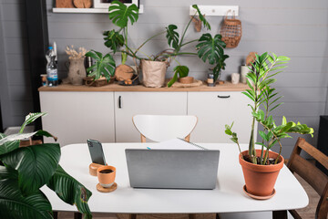 Comfortable workplace at home with laptop