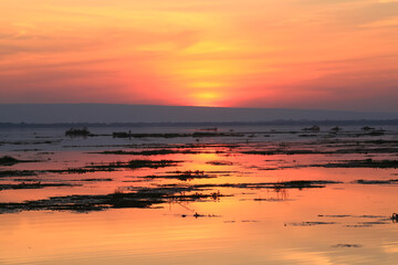 sunset over the lake