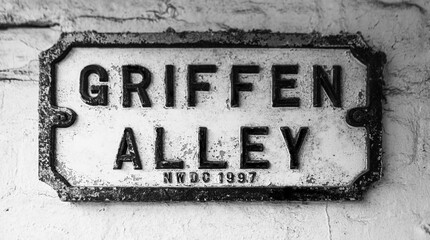 Griffen Alley Sign in Malmesbury, Wiltshire, England