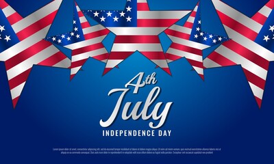 Happy 4th of July. USA Independence Day background with star and lettering element. Suitable for banner, poster, advertisement, promotion, etc.