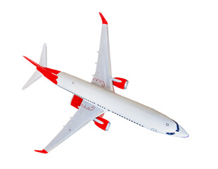 White plane isolated on white background. The charter passenger plane is flying